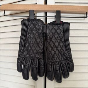 Black Leather Motorcycle Gloves